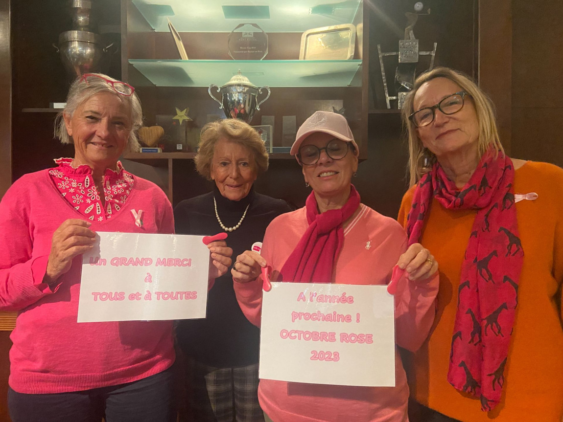 Marie-Caroline Dentraygues, Christiane Dupeyron (administratrice de la Ligue contre le cancer de Haute-Garonne), Isabelle Tremoulet, Françoise Couvry-Ventelon. NB : manque Alexandra Loiselet, empêchée le jour de la photo.